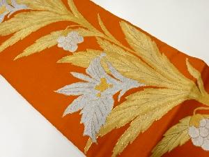 リサイクル　草花に実模様織出し名古屋帯